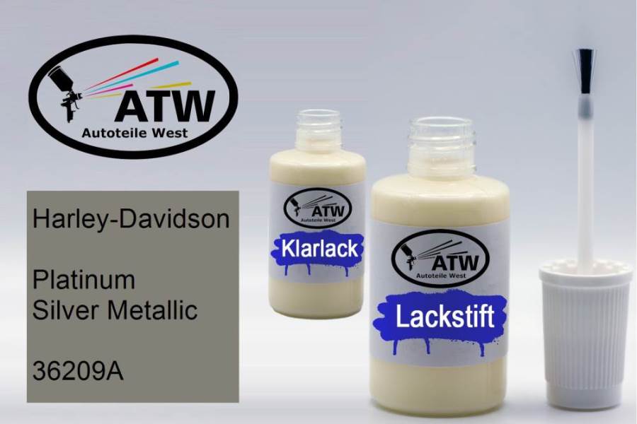 Harley-Davidson, Platinum Silver Metallic, 36209A: 20ml Lackstift + 20ml Klarlack - Set, von ATW Autoteile West.